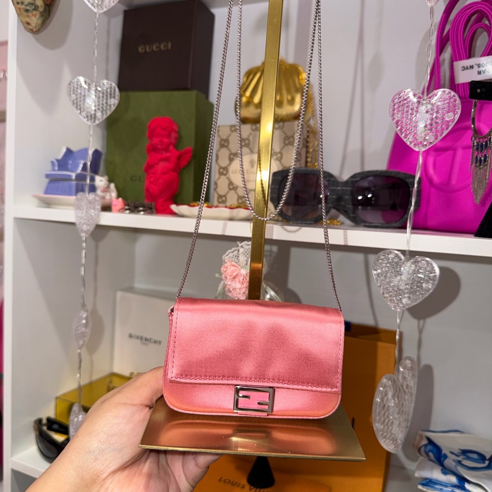 Pink Fendi Nano Baguette Rare Satin